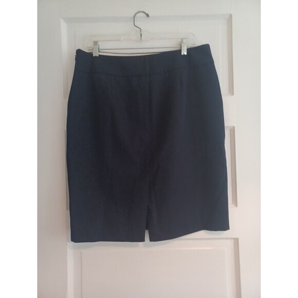 J. Crew navy wool suit skirt 12 pencil lined career office minimalist capsule - Picture 2 of 8